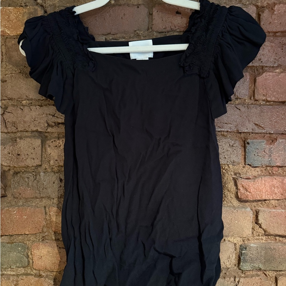 Maeve Black Ruffle Sleeve Blouse